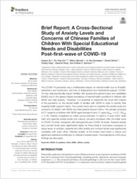 Su et al. 2021. Brief report, a cross-sectional study of anxiety levels and conerns of chinese families...PV